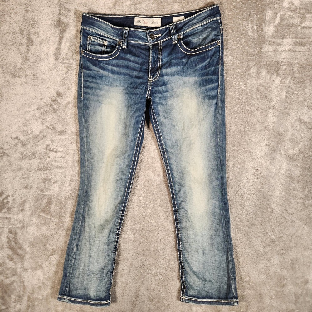 BKE Culture Jeans Mens 31 Blue Excellent Straight Thick Stitch Faded Denim